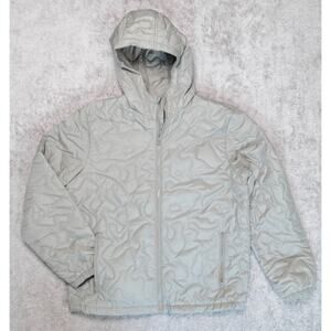 Old Navy Water Resistant Quilted Full Zip Hooded Jacket Mens Size L Gray Taupe